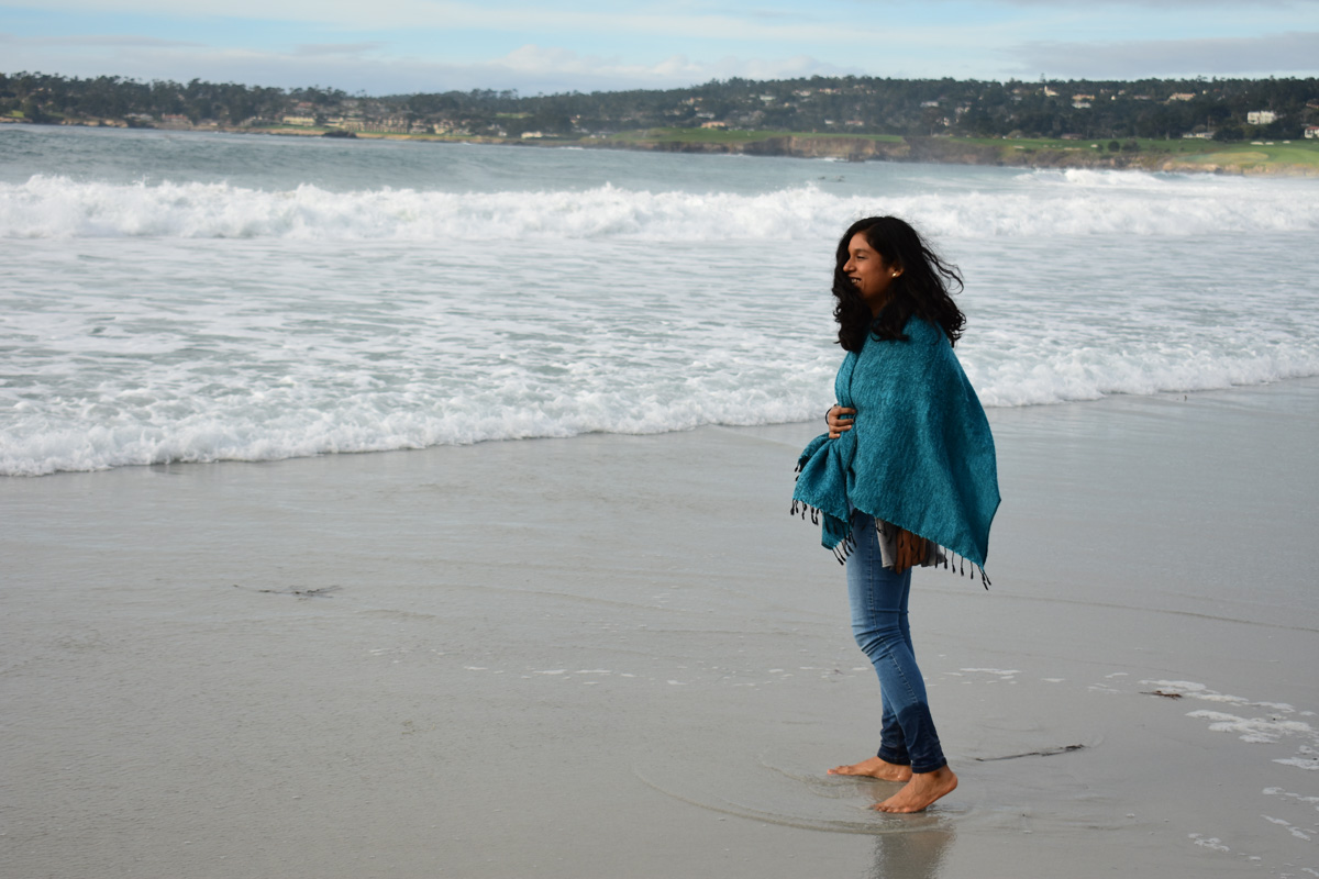 Walking barefoot at Carmel-by-the-Sea California