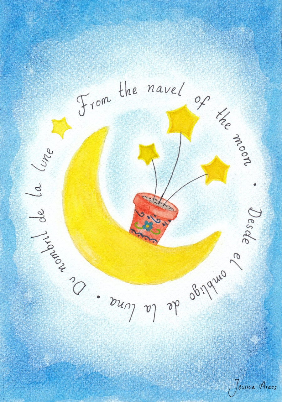 moon and stars illustration