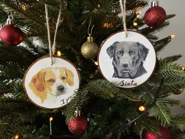 dog portrait christmas ornament