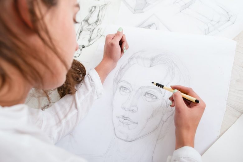 Artist sketching a portrait
